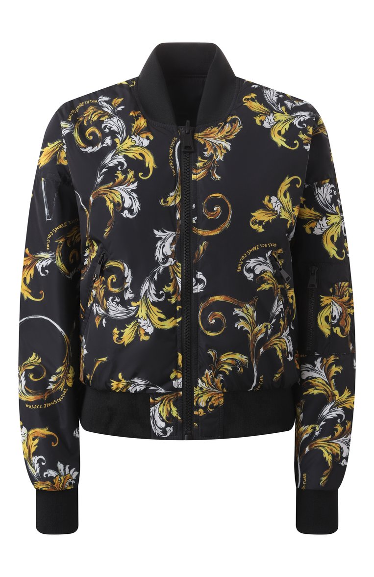 Женский двусторонний бомбер VERSACE JEANS COUTURE черного цвета, арт. 78HASD08/CQD99 | Фото 1 (Длина (верхняя одежда): Короткие; Рукава: Длинные; Материал подклада: Синтетический материал; Кросс-КТ: Легкие, Куртка; Стили: Спорт-шик; Материал внешний: Синтетический материал; Автоматизация ТО: Проставлено; Автоматизация состава: Проставлено)