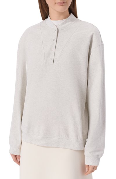 Хлопковый свитшот 12 STOREEZ серого цвета по цене 15000 руб., арт. 136650, фото 3 Хлопковый свитшот 12 STOREEZ, арт. 136650, фото 3