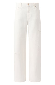 Женские джинсы 7 FOR ALL MANKIND белого цвета, арт. 7U230597MLD | Фото 1 (Длина (брюки, джинсы): Стандартные; Материал сплава: Проставлено; Драгоценные камни: Проставлено; Стили: Повседневный; Материал внешний: Деним, Хлопок; Кросс-КТ: Деним; Детали: Потертости; Силуэт Ж (брюки и джинсы): Прямые)