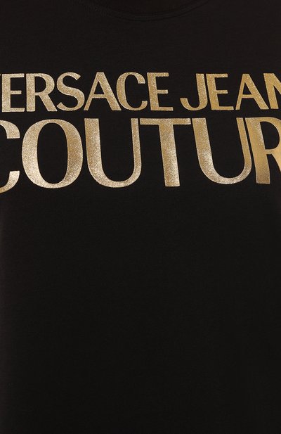 Хлопковая футболка VERSACE JEANS COUTURE черного цвета по цене 10750 руб., арт. 77HAHT01/CJ00T, фото 5 Хлопковая футболка VERSACE JEANS COUTURE, арт. 77HAHT01/CJ00T, фото 5
