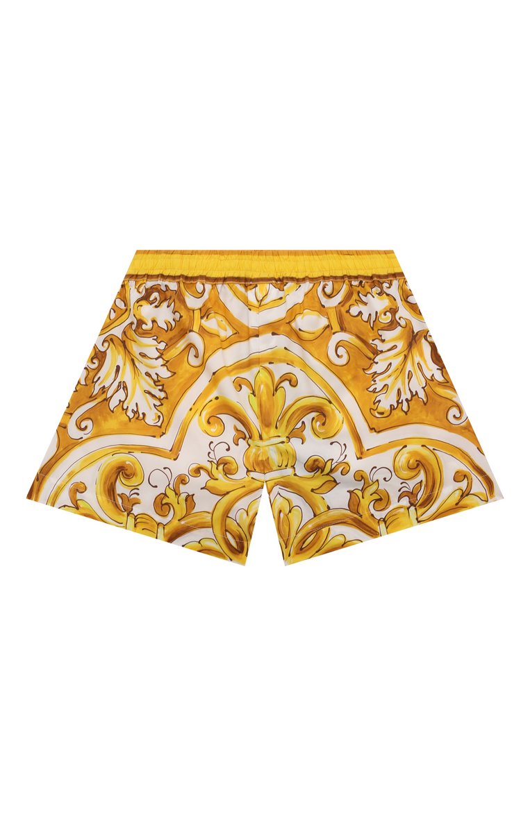 Детские хлопковые шорты DOLCE & GABBANA желтого цвета, арт. L53Q29/FI5JV | Фото 2 (Нос: Не проставлено; Случай: Повседневный; Материал внешний: Хлопок; Автоматизация состава: Проставлено; Ростовка одежда: 10 - 11 лет | 140 - 146см, 3 года | 98 см, 2 года | 92 см, 8 лет | 128 см, 12 лет | 152 см, 6 лет | 116 см, 13 - 15 лет | 158 см, 4 года | 104 см, 5 лет | 110 см)