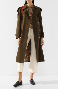 Женский хлопковый тренч westminster BURBERRY хаки цвета, арт. 4073381 | Фото 2 (Рукава: Длинные; Материал сплава: Проставлено, Проверено; Стили: Милитари, Классический; Материал внешний: Хлопок; Длина (верхняя одежда): Длинные; Статус проверки: Проверено, Проверена категория; Драгоценные камни: Проставлено; Материал подклада: Хлопок)