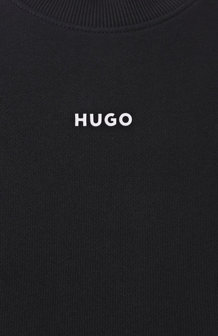 Мужской хлопковый свитшот HUGO черного цвета, арт. 50525892 | Фото 5 (Драгоценные камни: Проставлено; Рукава: Длинные; Длина (для топов): Стандартные; Материал сплава: Проставлено; Принт: Без принта; Мужское Кросс-КТ: свитшот-одежда; Стили: Кэжуэл; Материал внешний: Хлопок)