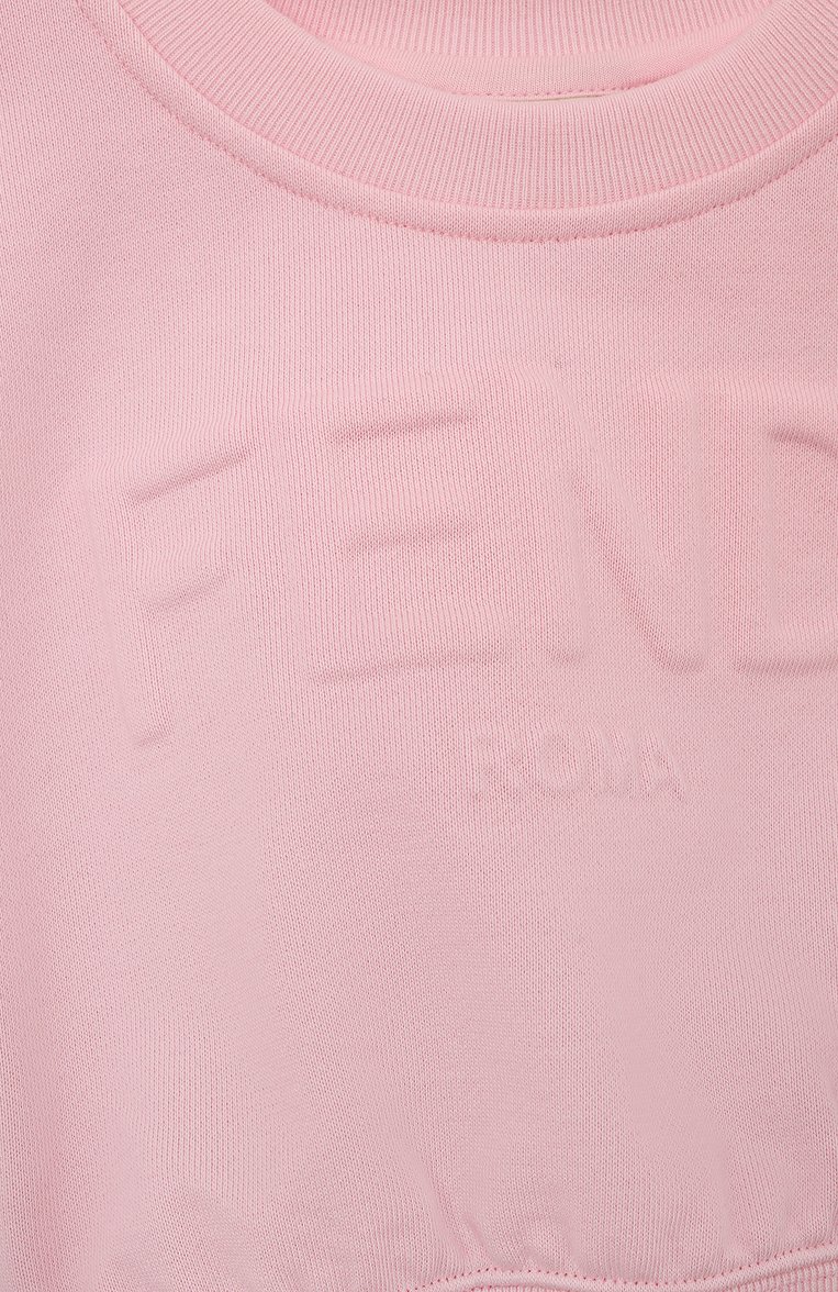 Детский укороченный свитшот FENDI светло-розового цвета, арт. JFH144/5V0/8-12+ | Фото 3 (Материал внешний: Хлопок; Рукава: Короткие; Девочки Кросс-КТ: Свитшот-одежда; Ростовка одежда: 9 лет | 134 см, 13 - 15 лет | 158 см, 12 лет | 152 см, 10 - 11 лет | 140 - 146см)