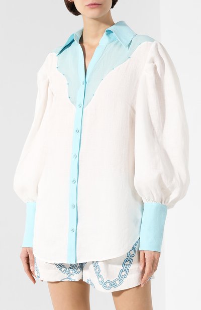 Льняная рубашка A MERE CO разноцветного цвета по цене 52650 руб., арт. AMC-R20-G4-41, фото 3 Льняная рубашка A MERE CO, арт. AMC-R20-G4-41, фото 3