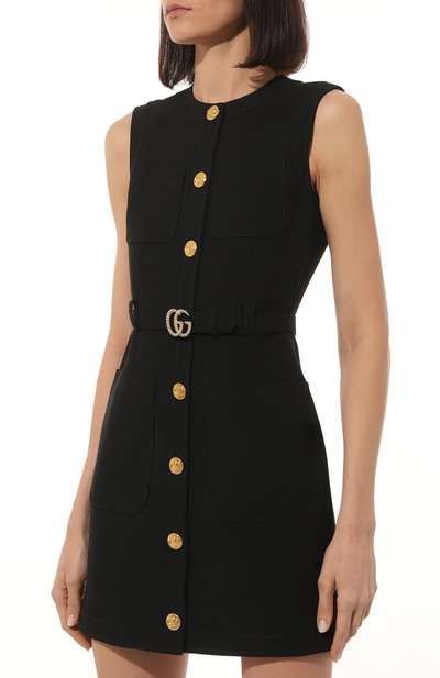 Платья из шелка и шерсти GUCCI черного цвета по цене 331200 руб., арт. 609245 Z8AH7, фото 3 Платья из шелка и шерсти GUCCI, арт. 609245 Z8AH7, фото 3