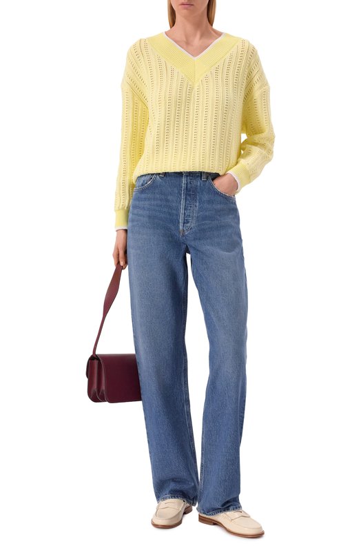 Хлопковый пуловер Freeage LW25.JM152P.1800.801 Жёлтый  LW25.JM152P.1800.801 Фото 2