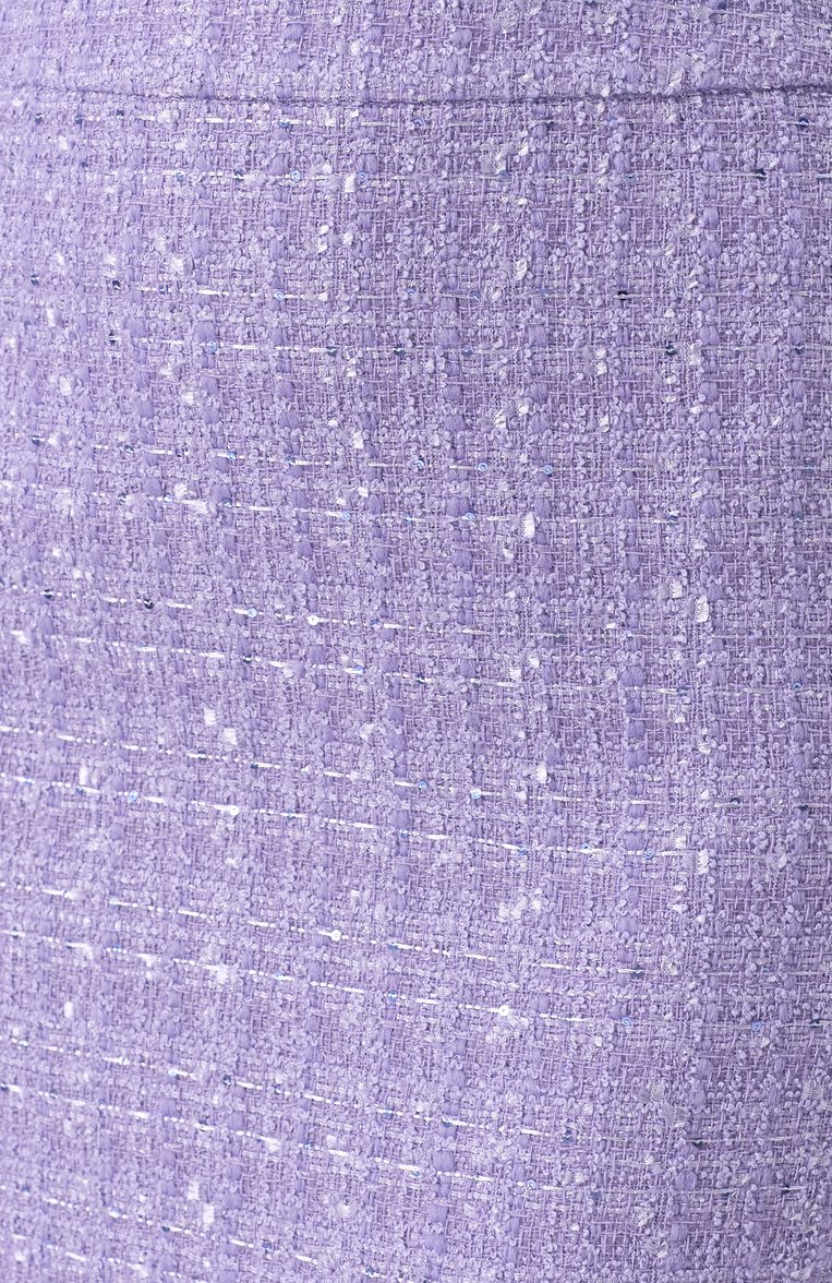 Женская твидовая юбка EMPORIO ARMANI сиреневого цвета, арт. EW001453/AF12520 | Фото 6 (Длина Ж (юбки, платья, шорты): До колена; Материал внешний: Синтетический материал; Женское Кросс-КТ: Юбка-карандаш; Стили: Романтичный; Кросс-КТ: костюм)