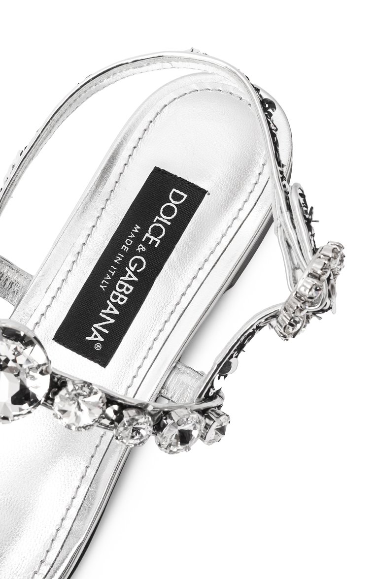 Женские кожаные сандалии bianca DOLCE & GABBANA серебряного цвета, арт. CQ0601/A6I20 | Фото 7 (Подошва: Плоская; Каблук высота: Низкий; Материал внутренний: Натуральная кожа; Материал внешний: Натуральная кожа; Автоматизация ТО: Проставлено; Размерность: Идёт в размер; Автоматизация состава: Проставлено)