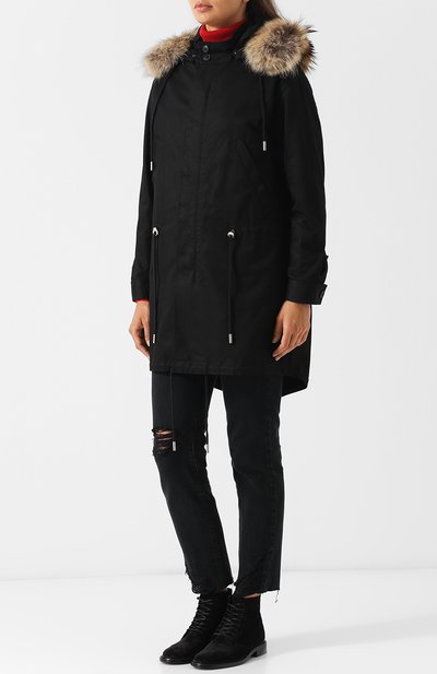 Хлопковая парка с меховым капюшоном SAINT LAURENT, арт. 534717/Y724T, фото 3