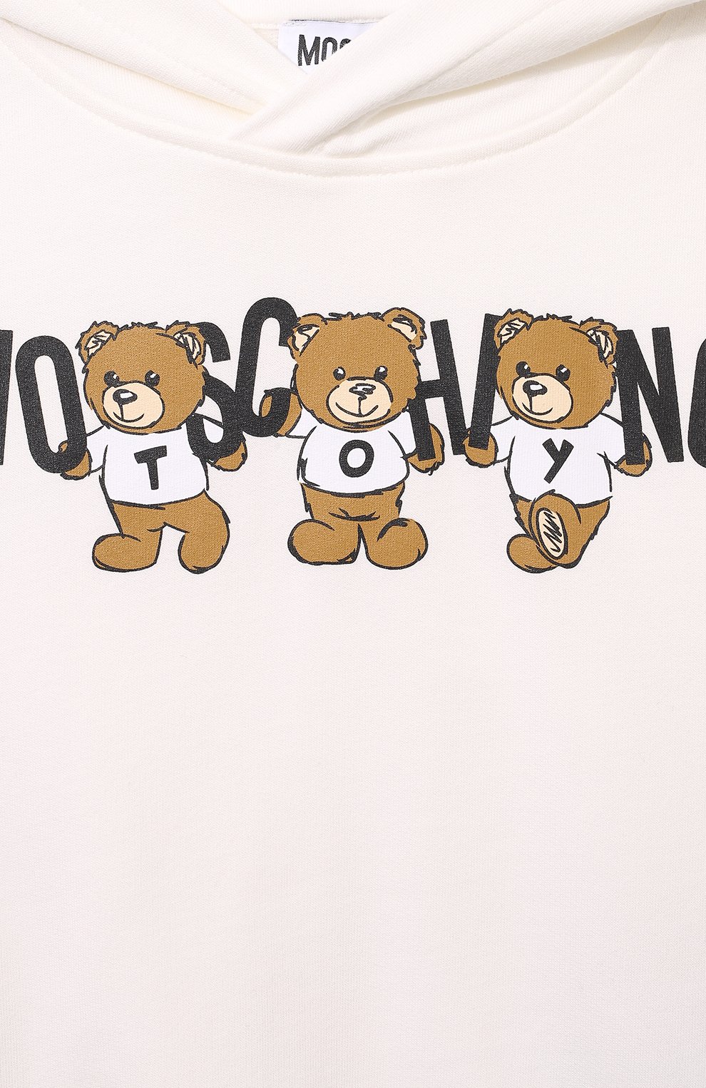 Хлопковое худи MOSCHINO молочного цвета по цене 10850 руб., арт. HMF07K/LCA40/4-8, фото 3 Хлопковое худи MOSCHINO, арт. HMF07K/LCA40/4-8, фото 3