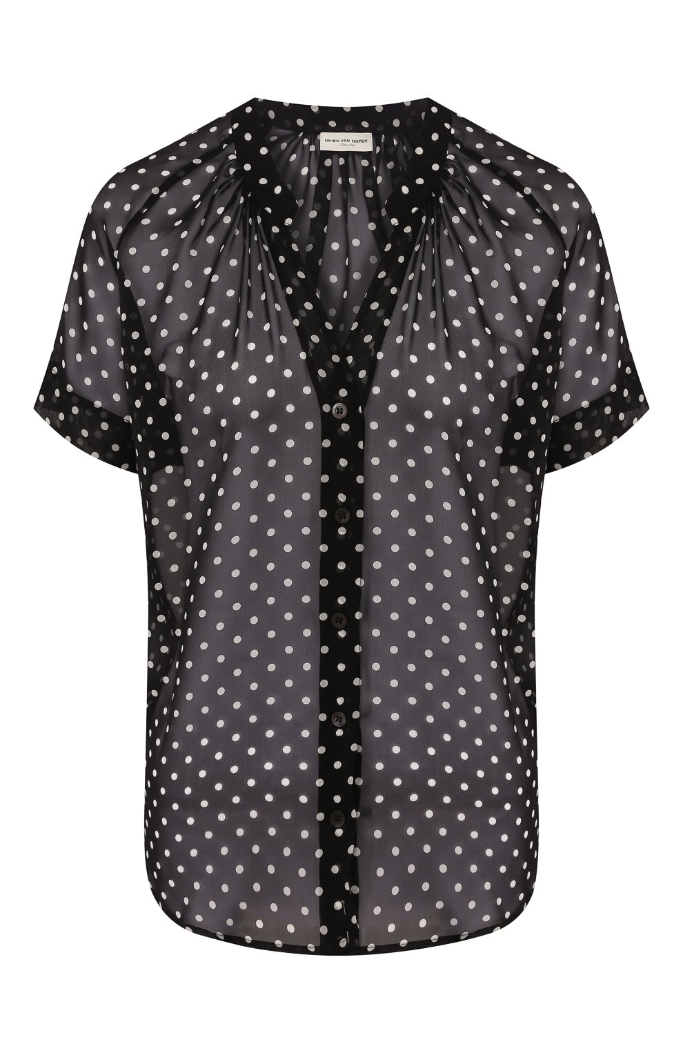 Шелковая блузка DRIES VAN NOTEN черно-белого цвета по цене 42950 руб., арт. 201-10743-9410, фото 1 Шелковая блузка DRIES VAN NOTEN, арт. 201-10743-9410, фото 1