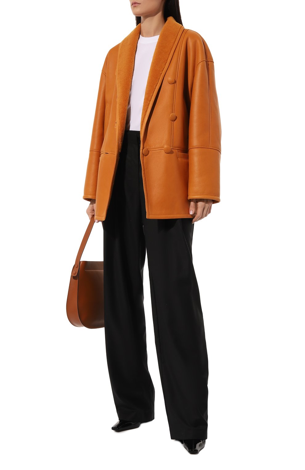 Дубленка из овчины MASLOV оранжевого цвета по цене 260000 руб., арт. SH090, фото 2 Дубленка из овчины MASLOV, арт. SH090, фото 2