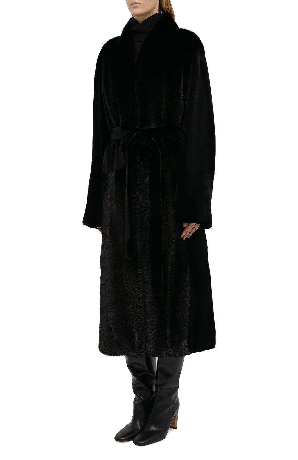 Шуба из меха норки YVES SALOMON, арт. 7WYM75720VLVR/BLACK/50, фото 3