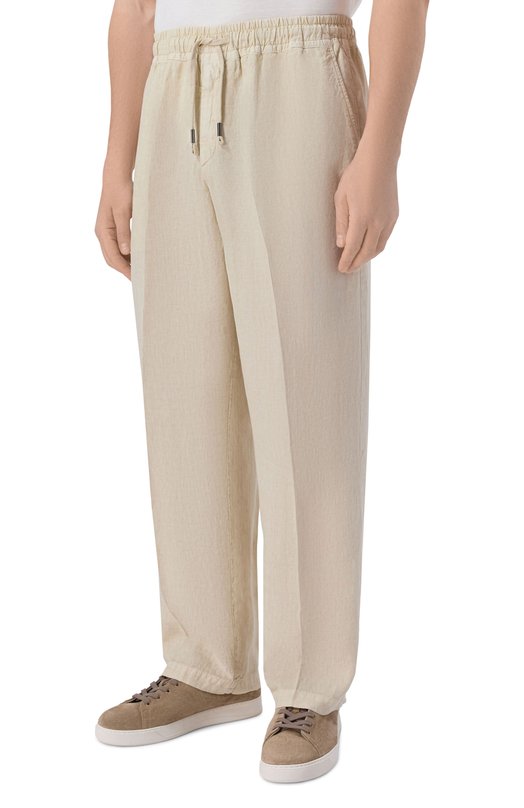 Льняные брюки InLinum PAJAMA/TR0PEA Кремовый  PAJAMA/TR0PEA Фото 3