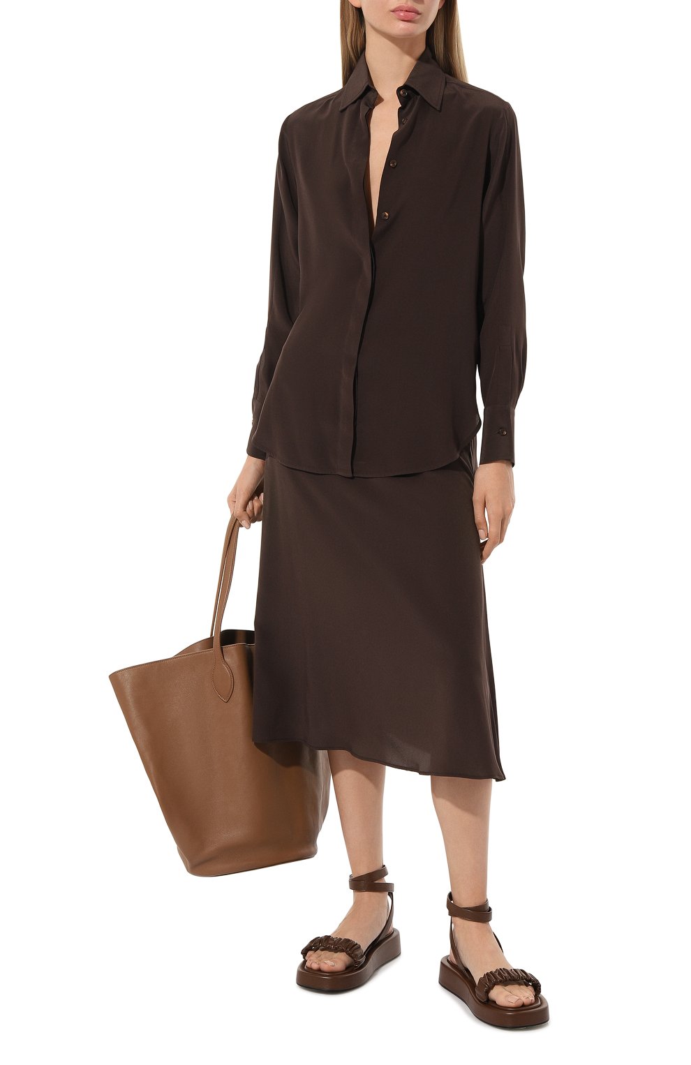 Шелковая рубашка KITON темно-коричневого цвета по цене 122500 руб., арт. D55442K0597A, фото 2 Шелковая рубашка KITON, арт. D55442K0597A, фото 2