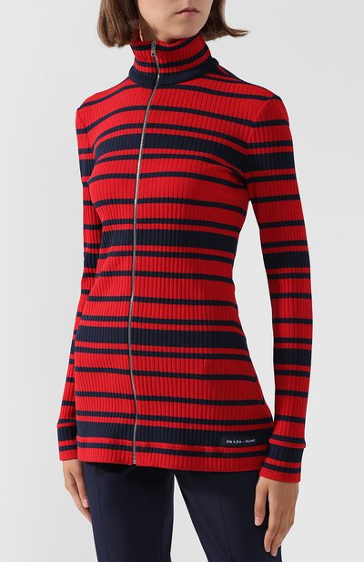 Кардиган на молнии с воротником-стойкой PRADA, арт. 36002-1R1T-F0008, фото 3