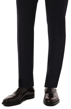 Мужские кожаные оксфорды PRADA темно-коричневого цвета, арт. 2EA130-055-F0397-X000 | Фото 3 (Материал сплава: Проставлено; Стили: Классический; Нос: Не проставлено; Материал внешний: Натуральная кожа)