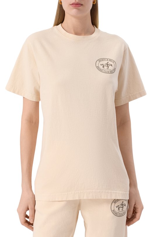 Хлопковая футболка Sporty and Rich T0043612244CR01 Кремовый  T0043612244CR01 Фото 3