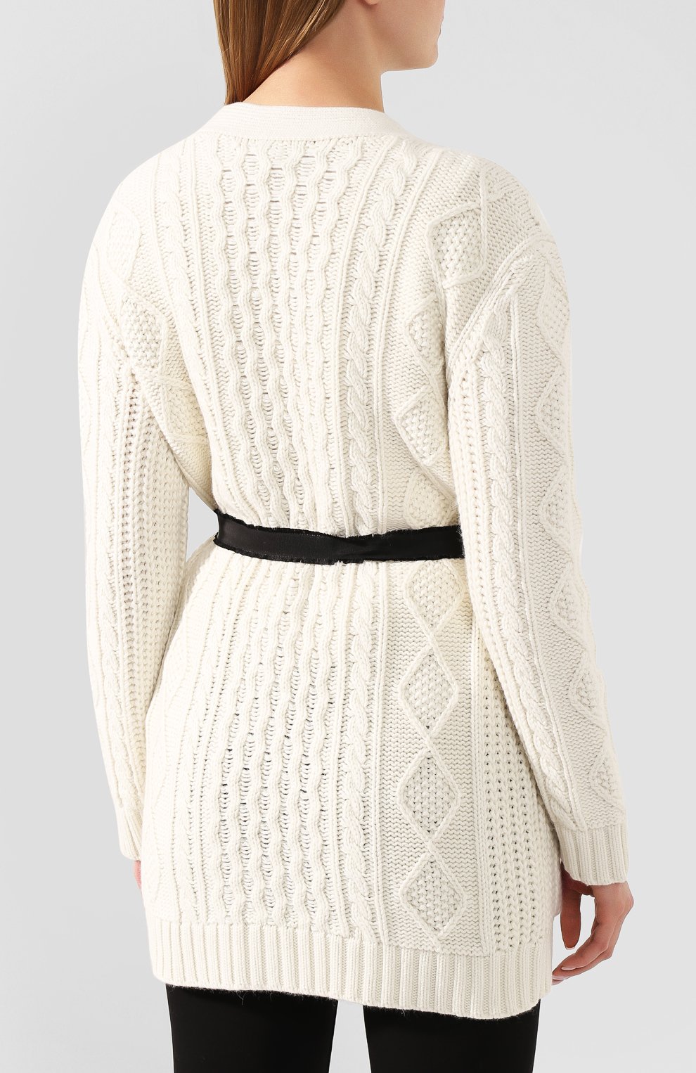 Кардиган с поясом REDVALENTINO кремового цвета по цене 56800 руб., арт. TR3KAA59/4VL, фото 4 Кардиган с поясом REDVALENTINO, арт. TR3KAA59/4VL, фото 4