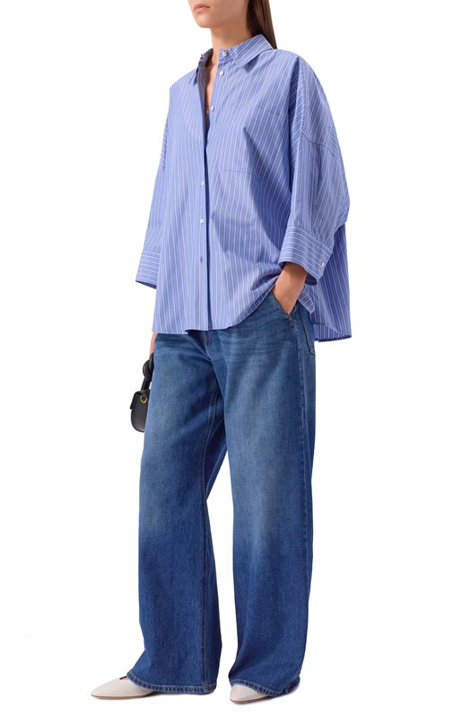 Хлопковая рубашка Weekend Max Mara ZAV0RRA Синий  ZAV0RRA Фото 2