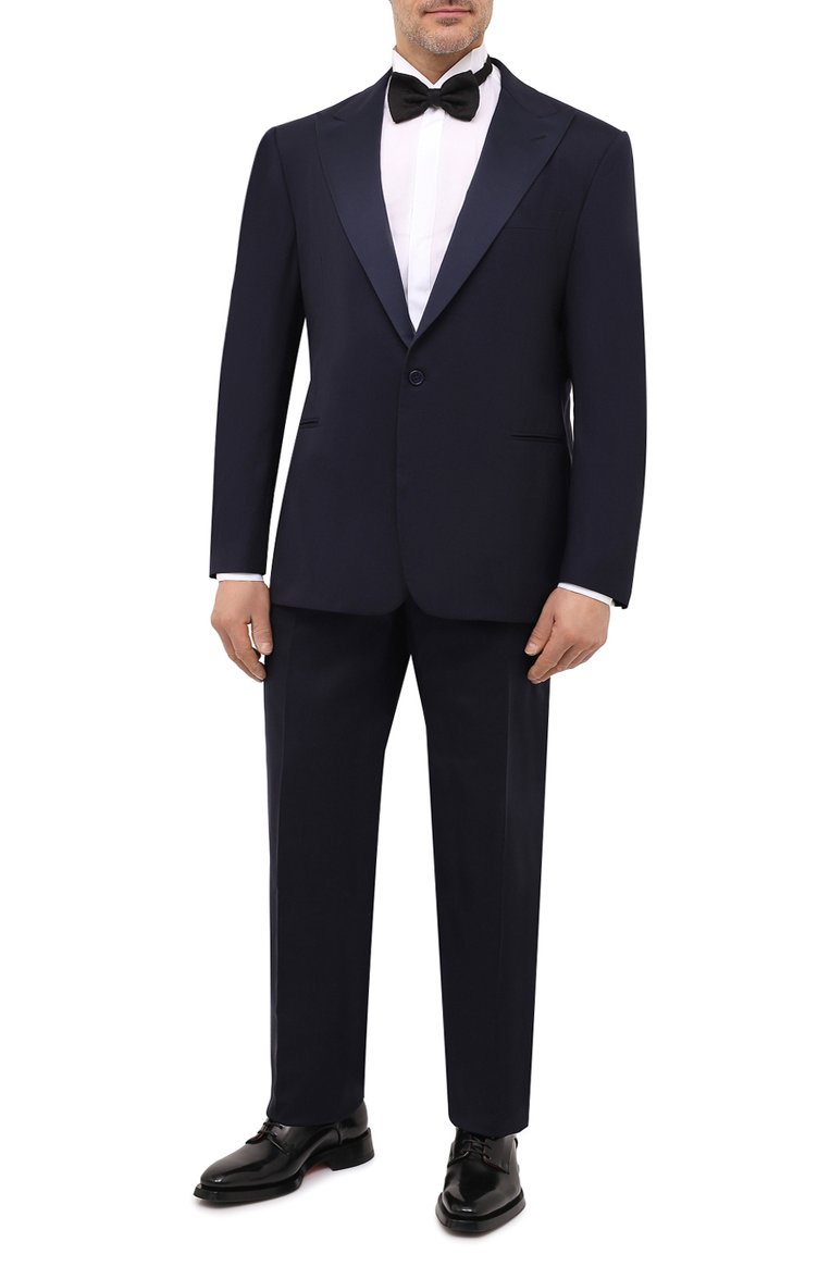 Мужской шерстяной смокинг RALPH LAUREN темно-синего цвета, арт. 798772604 | Фото 1 (Рукава: Длинные; Материал подклада: Купро; Материал внешний: Шерсть; Стили: Кэжуэл)