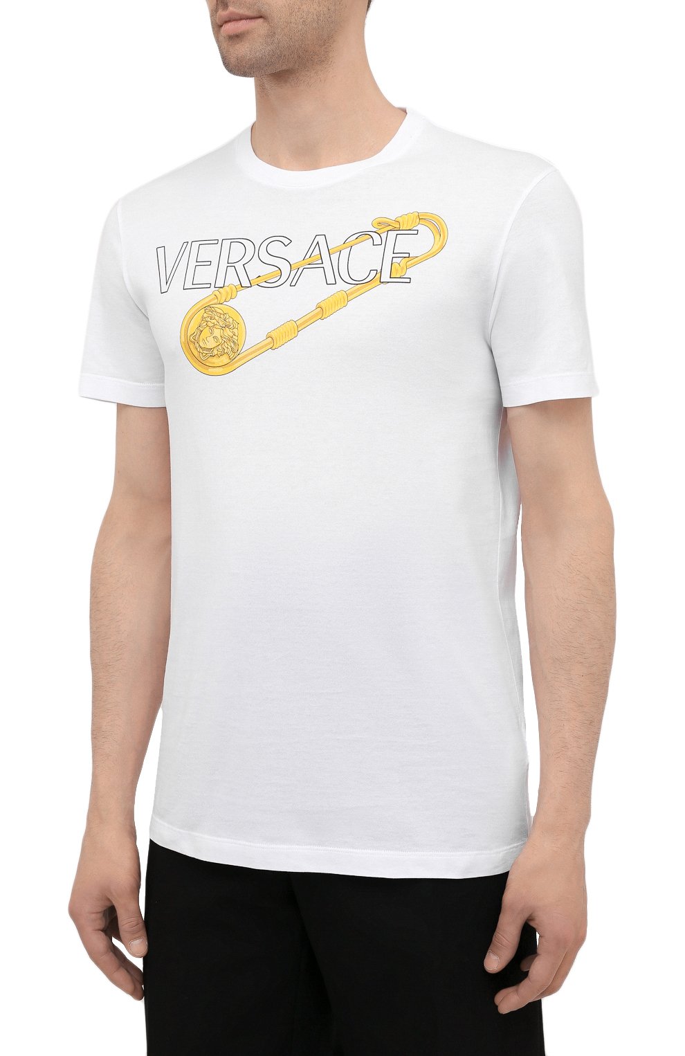 Хлопковая футболка VERSACE белого цвета по цене 43950 руб., арт. 1001295/1A00932, фото 3 Хлопковая футболка VERSACE, арт. 1001295/1A00932, фото 3