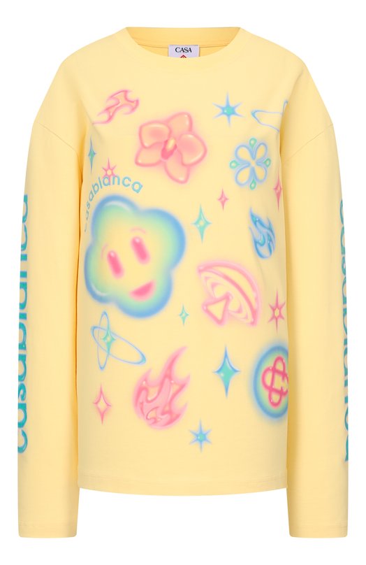 Хлопковый лонгслив Casablanca M-SP26-JTS-062-01 Жёлтый M-SP26-JTS-062-01