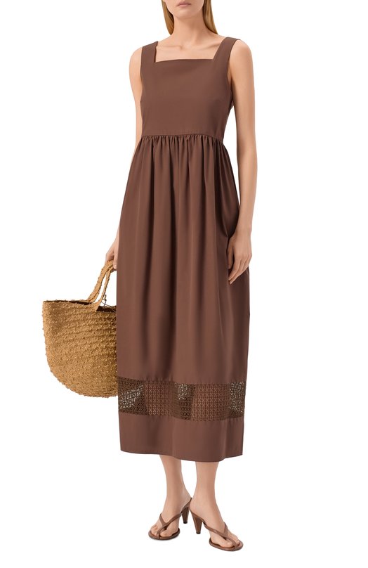 Хлопковое платье Weekend Max Mara WKDG0LA Коричневый  WKDG0LA Фото 2