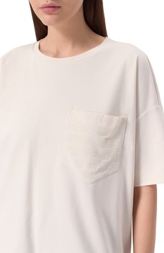 Женская хлопковая футболка EMPORIO ARMANI белого цвета, арт. EW000891/AF12545 | Фото 5 (Длина (для топов): Стандартные; Рукава: Короткие; Материал внешний: Хлопок; Принт: Без принта; Стили: Кэжуэл; Женское Кросс-КТ: Футболка-одежда)