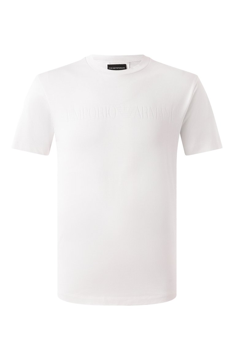 Мужская хлопковая футболка EMPORIO ARMANI белого цвета, арт. 8N1TD2/1JGYZ | Фото 1 (Рукава: Короткие; Длина (для топов): Стандартные; Материал внешний: Хлопок; Принт: Без принта; Стили: Кэжуэл; Драгоценные камни: Проставлено; Материал сплава: Проставлено; Кросс-КТ: Джерси; Мужское Кросс-КТ: Футболка-одежда)