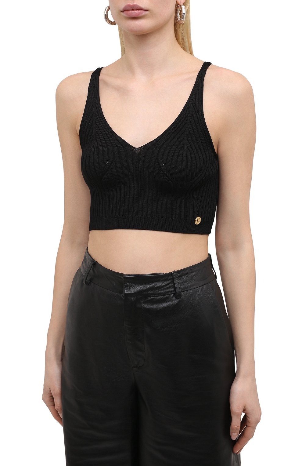 Топ из вискозы BALMAIN черного цвета по цене 58550 руб., арт. VF0AA060/K252, фото 3 Топ из вискозы BALMAIN, арт. VF0AA060/K252, фото 3
