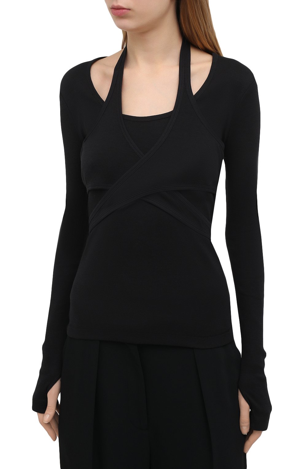Хлопковый пуловер HELMUT LANG черного цвета по цене 23250 руб., арт. K10HW513, фото 3 Хлопковый пуловер HELMUT LANG, арт. K10HW513, фото 3