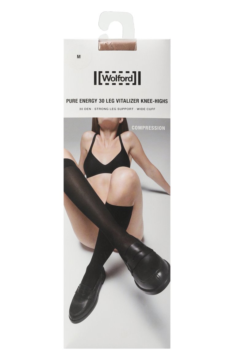 Женские гольфы WOLFORD бежевого цвета, арт. 31248. | Фото 1 (Нос: Не проставлено; Материал внешний: Синтетический материал)