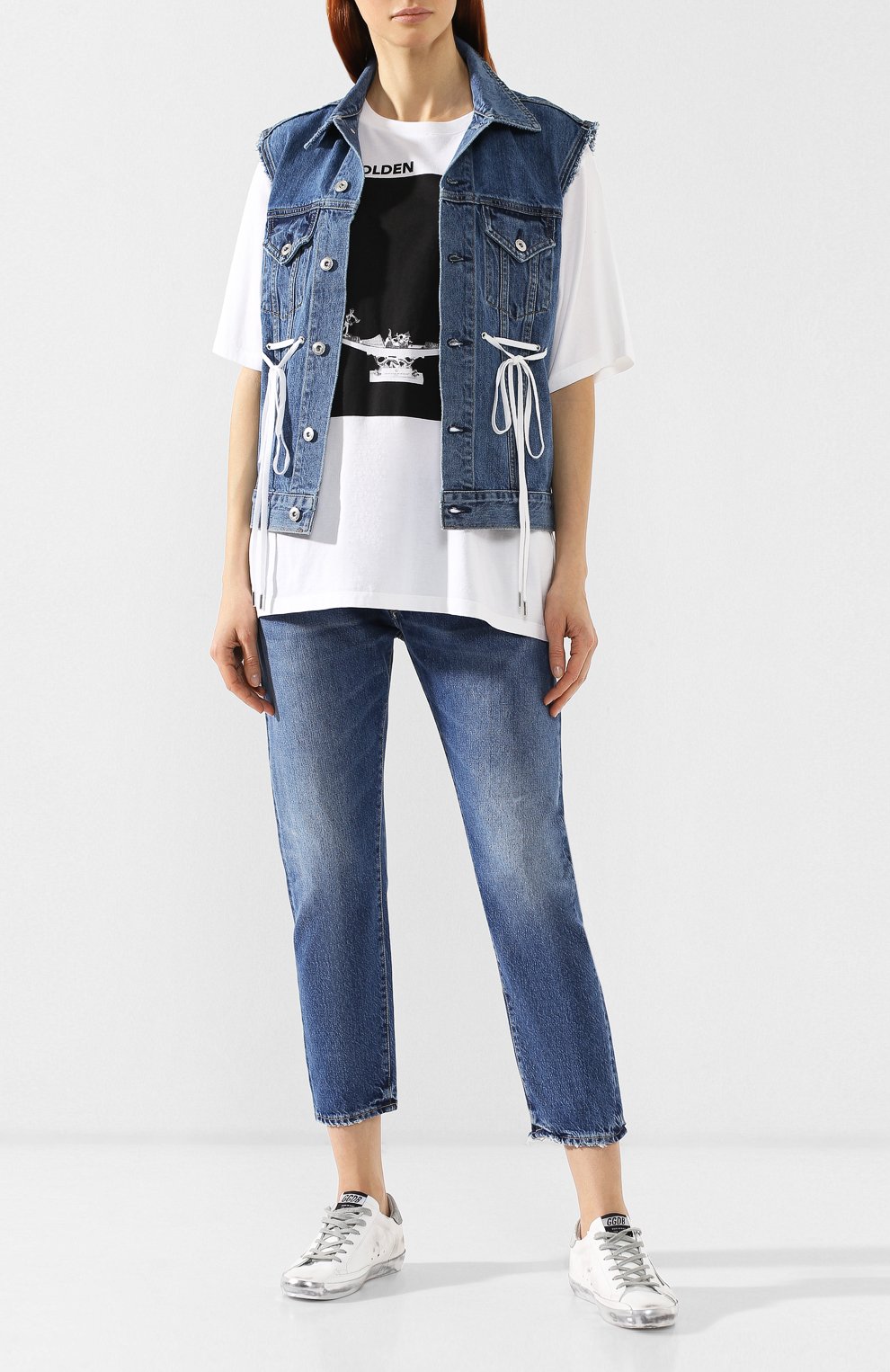 Хлопковая футболка GOLDEN GOOSE DELUXE BRAND белого цвета по цене 14550 руб., арт. G34WP026.F1, фото 2 Хлопковая футболка GOLDEN GOOSE DELUXE BRAND, арт. G34WP026.F1, фото 2