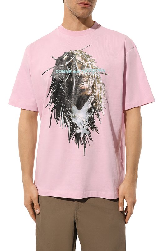 Хлопковая футболка Comme des Fuckdown CFABM00047 Розовый  CFABM00047 Фото 3