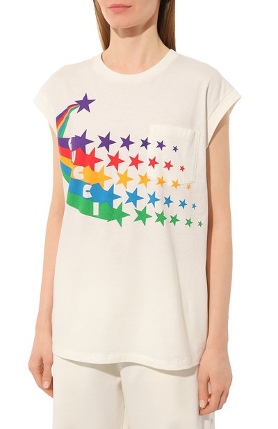 Хлопковая футболка GUCCI молочного цвета по цене 56160 руб., арт. 653302 XJDL1, фото 3 Хлопковая футболка GUCCI, арт. 653302 XJDL1, фото 3