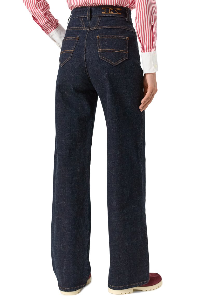 Женские джинсы KITON темно-синего цвета, арт. DJ53102K0900D | Фото 4 (Длина (брюки, джинсы): Стандартные; Материал внешний: Хлопок, Деним; Силуэт Ж (брюки и джинсы): Прямые; Кросс-КТ: Деним; Стили: Минимализм; Автоматизация ТО: Проставлено; Автоматизация состава: Проставлено)