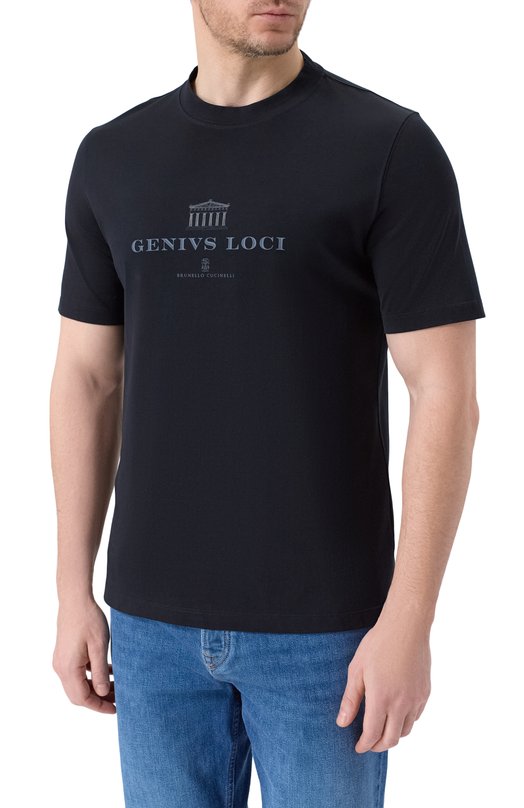 Хлопковая футболка Brunello Cucinelli M0B138520 Чёрный  M0B138520 Фото 3
