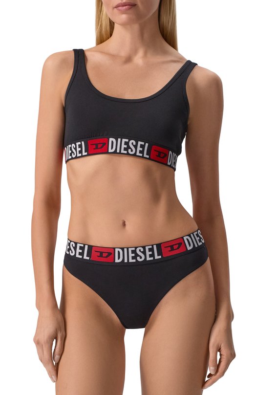 Комплект из трех хлопковых трусов-стрингов Diesel 00SE0K/0NJAP Чёрный  00SE0K/0NJAP Фото 2