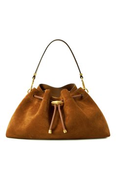 Женская сумка cinch medium JIMMY CHOO коричневого цвета, арт. B0N B0N BCKT E/W/SUE | Фото 1 (Драгоценные камни: Проставлено; Материал сплава: Проставлено; Размер: medium; Материал: Натуральная кожа, Натуральная замша; Ремень/цепочка: На ремешке)