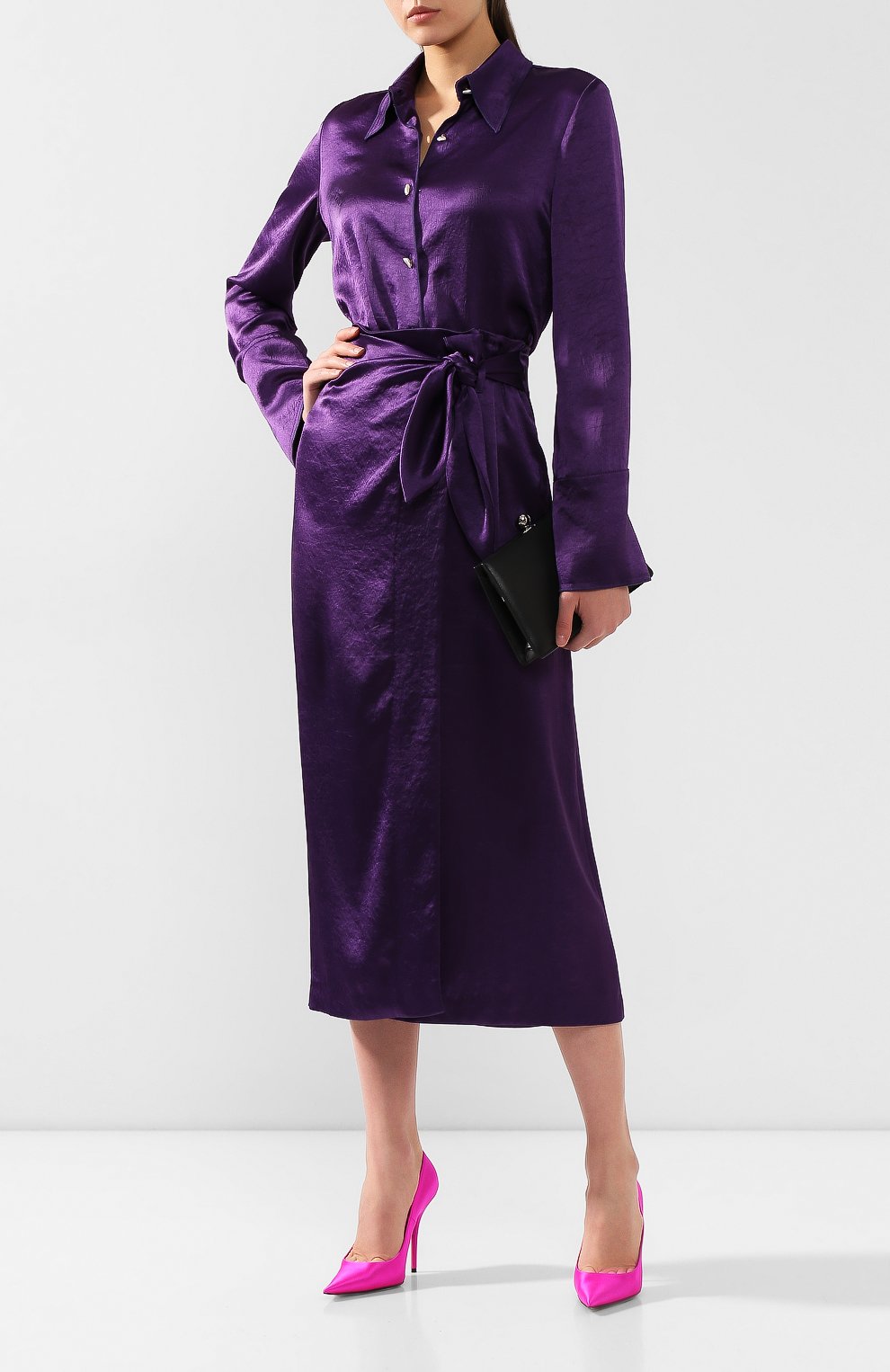 Юбка с запахом NANUSHKA фиолетового цвета по цене 47800 руб., арт. AMAS_PURPLE_WASHED SATIN, фото 2 Юбка с запахом NANUSHKA, арт. AMAS_PURPLE_WASHED SATIN, фото 2