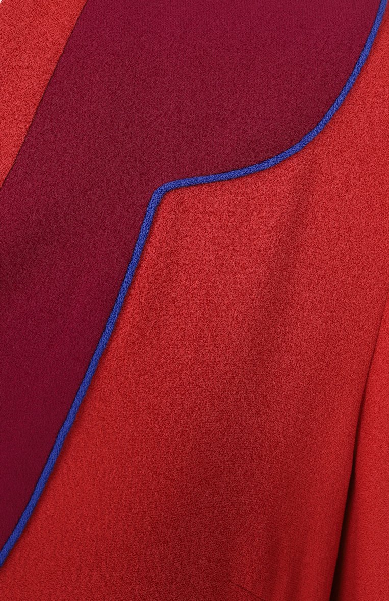 Женское шелковое платье ULYANA SERGEENKO красного цвета, арт. ABM001FW24RESORT 1957Т24 | Фото 6 (Длина Ж (юбки, платья, шорты): Миди, Мини; Материал внешний: Шелк; Материал подклада: Шелк; Рукава: Длинные; Случай: Коктейльный; Женское Кросс-КТ: Платье-одежда; Стили: Романтичный)