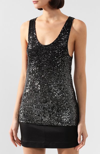Майка с пайетками SAINT LAURENT черного цвета по цене 68400 руб., арт. 615505/YBSH2, фото 3 Майка с пайетками SAINT LAURENT, арт. 615505/YBSH2, фото 3