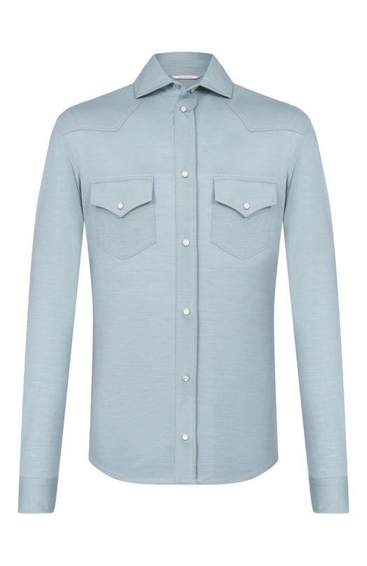Шерстяная рубашка Marco Pescarolo RIB0T/53Y04 Голубой RIB0T/53Y04