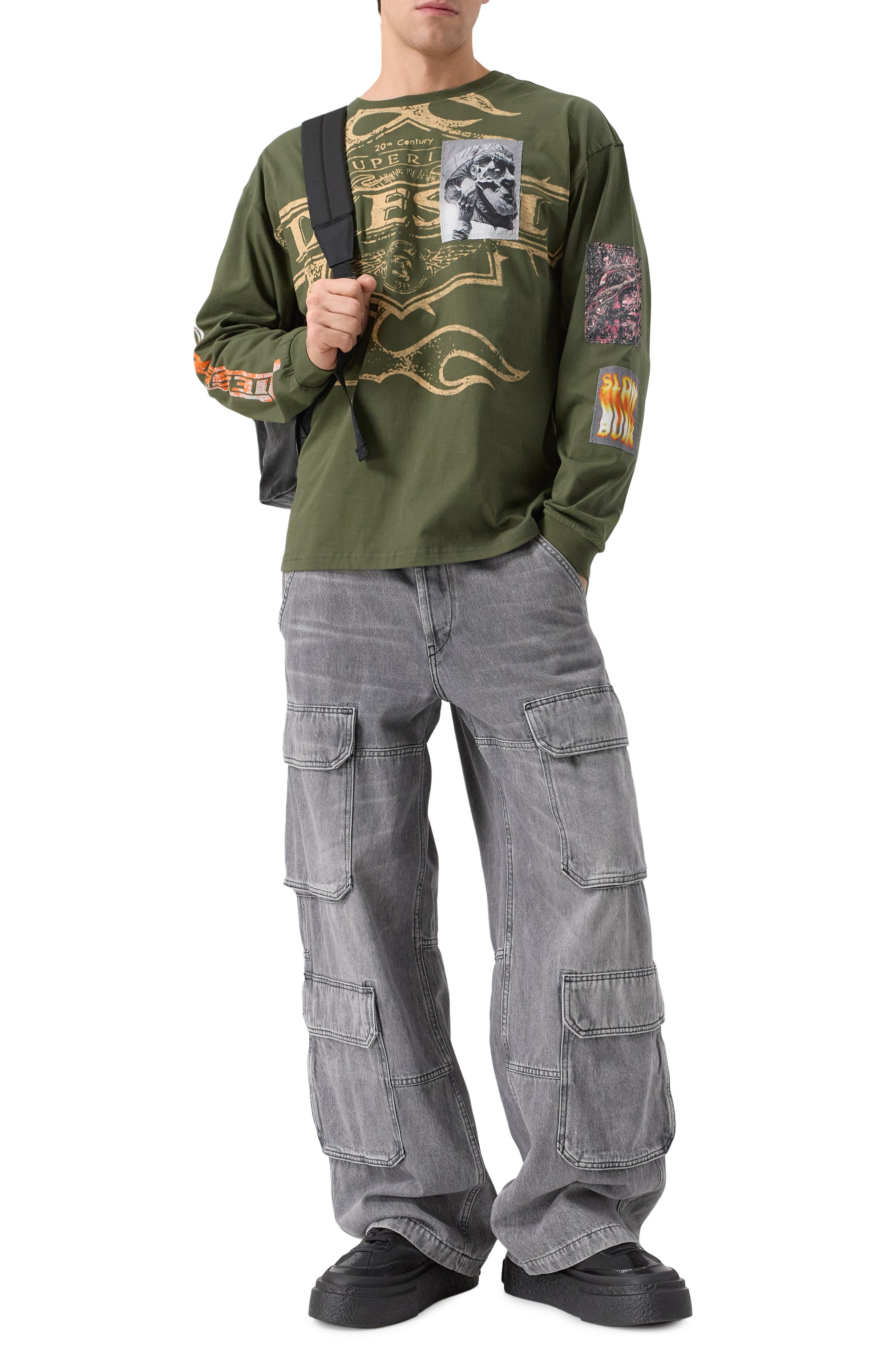 Хлопковый лонгслив DIESEL, арт. A16163/0PLAT, фото 2