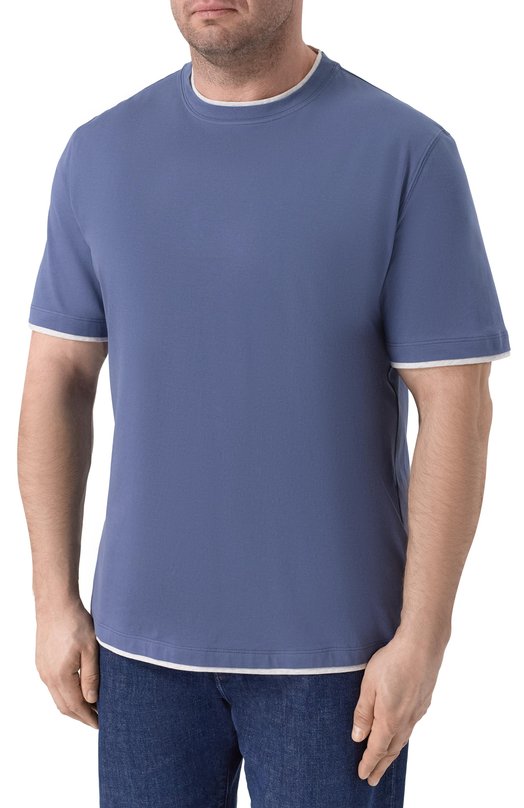 Хлопковая футболка Brunello Cucinelli M0B137427W Синий  M0B137427W Фото 3