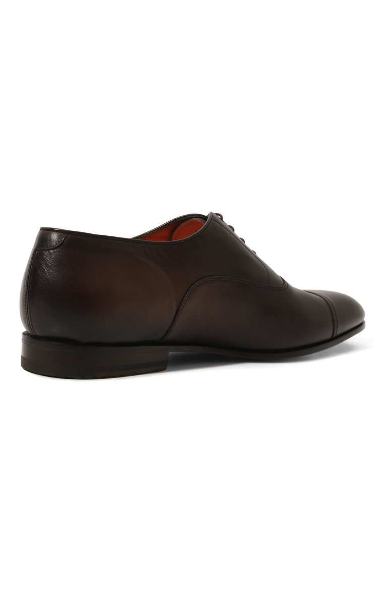 Мужские кожаные оксфорды levante SANTONI темно-коричневого цвета, арт. MCLG17801SA3BSG8T50 | Фото 5 (Материал внутренний: Натуральная кожа; Материал сплава: Проставлено; Нос: Не проставлено; Стили: Классический; Материал внешний: Натуральная кожа)