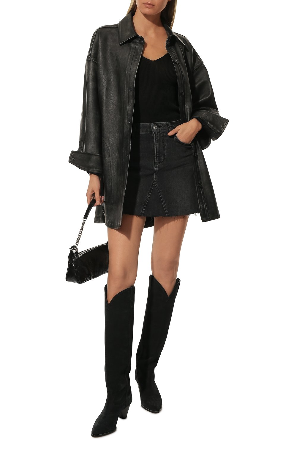 Джинсовая юбка PAIGE темно-серого цвета по цене 26900 руб., арт. 7219B80-5894, фото 2 Джинсовая юбка PAIGE, арт. 7219B80-5894, фото 2