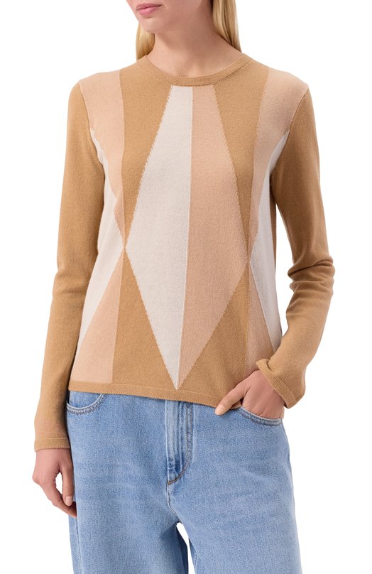 Пуловер из шерсти и кашемира Emporio Armani EW002610/AF21387/FB002 Бежевый  EW002610/AF21387/FB002 Фото 3